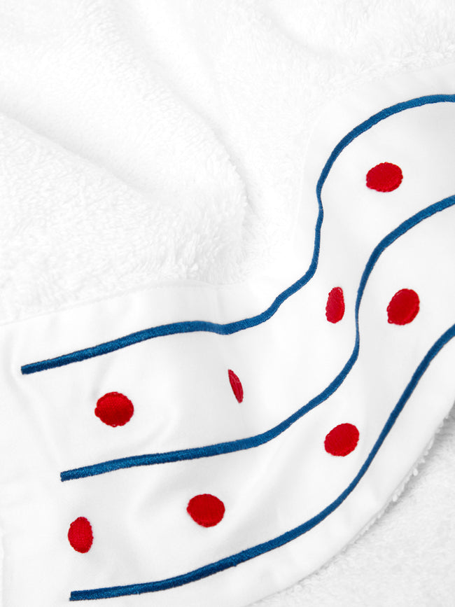 Loretta Caponi - Stripes & Dots Embroidered Cotton Hand Towel -  - ABASK