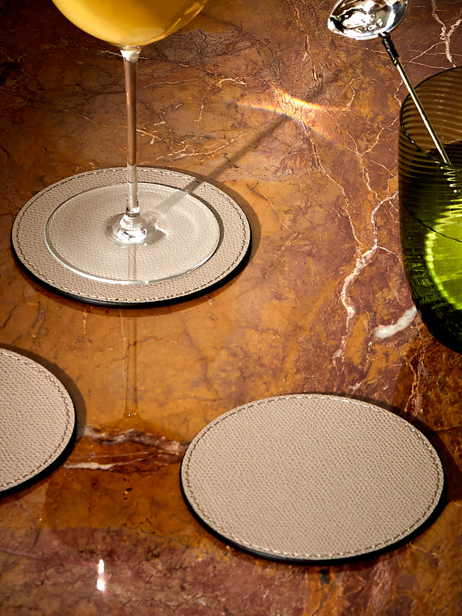 Giobagnara - Tao Leather Coasters (Set of 6) - Beige - ABASK