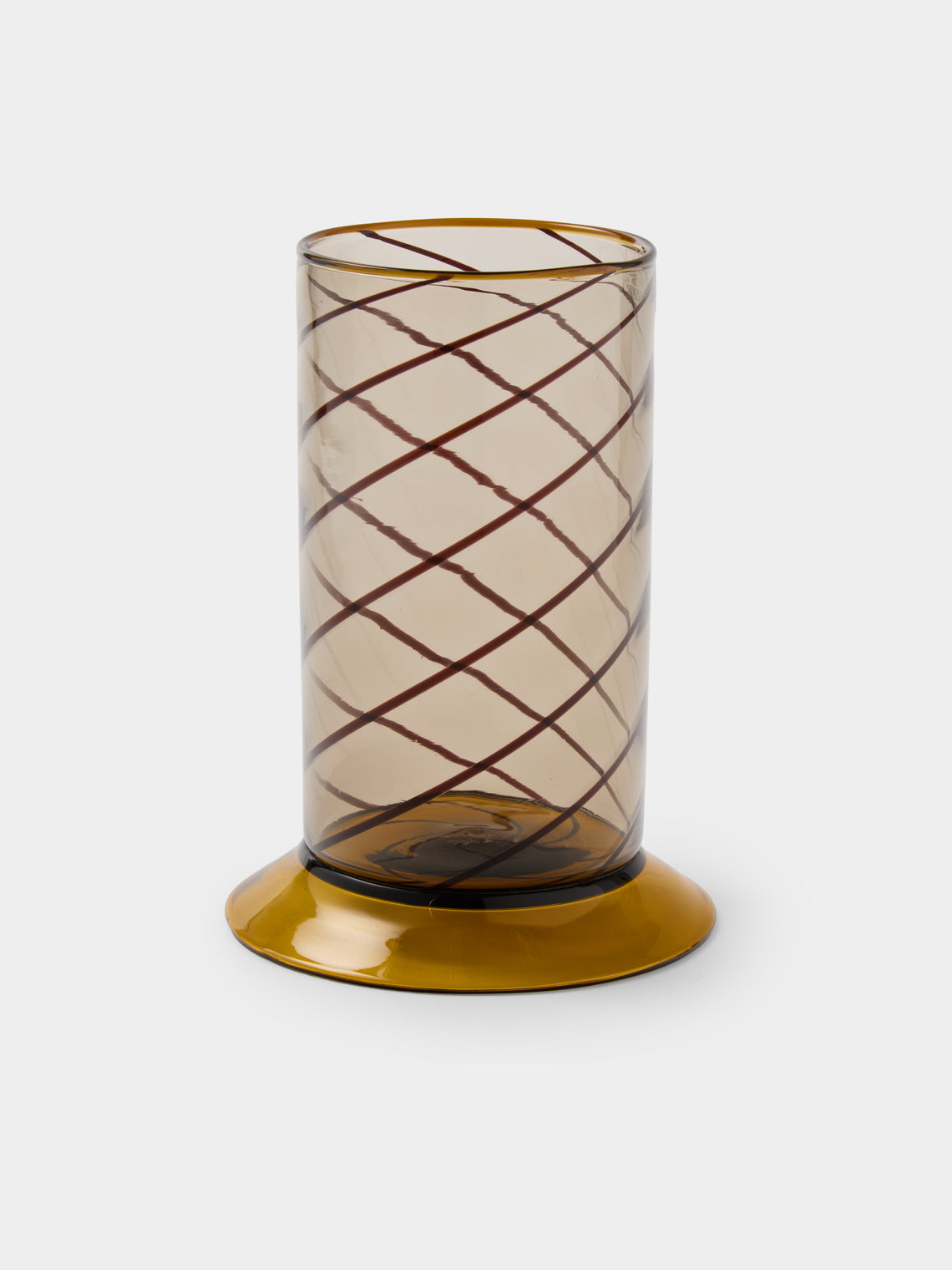 Antique and Vintage - 1982 Brigitta Karrlson for Venini Upsala Glass Vase (8in/20cm) - Brown - ABASK - 