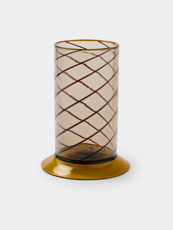 Antique and Vintage - 1982 Brigitta Karrlson for Venini Upsala Glass Vase (8in/20cm) - Brown - ABASK - 