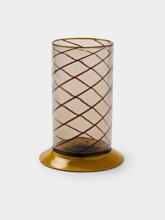 Antique and Vintage - 1982 Brigitta Karrlson for Venini Upsala Glass Vase (8in/20cm) - Brown - ABASK - 