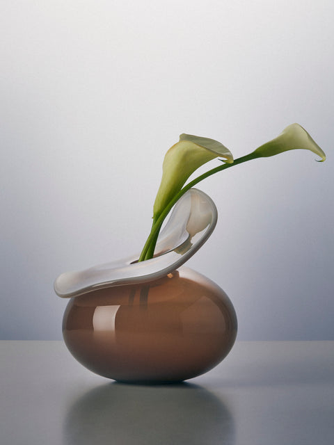 Oog Objects - 15 Hand-Blown Glass Vase (8.5in/22cm) - Brown - ABASK
