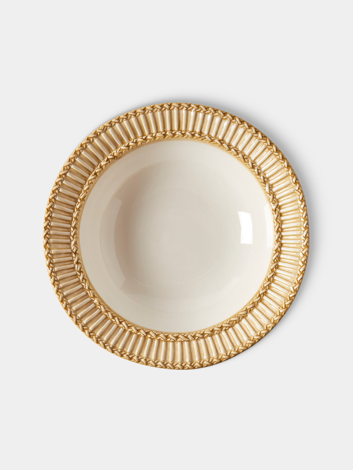 Tessalume Ceramiche - Wicker Hand-Painted Ceramic Small Salad Bowl - White - ABASK