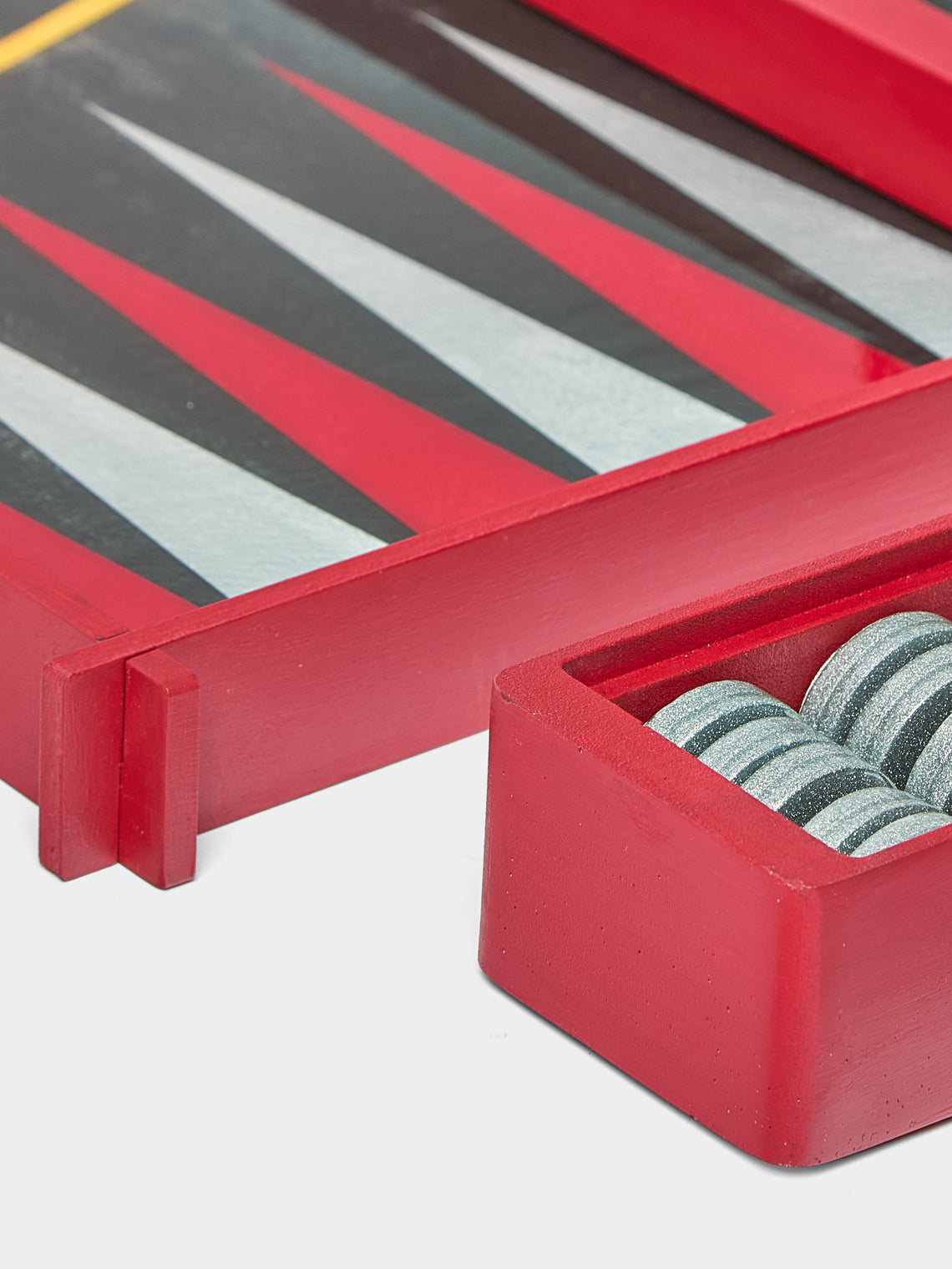 Valeria Molinari - Fire Hand-Painted Watercolor Wood Backgammon Set - Red - ABASK