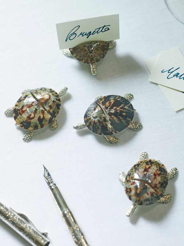 Objet Luxe - Silver-Plated and Shell Place Card Holders (Set of 4) -  - ABASK