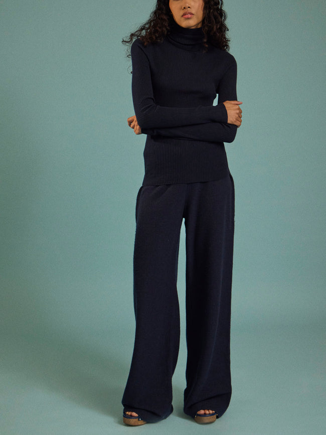 Arch4 - Izzy Baby Goat Cashmere Rollneck Top | Size: S - Navy - ABASK