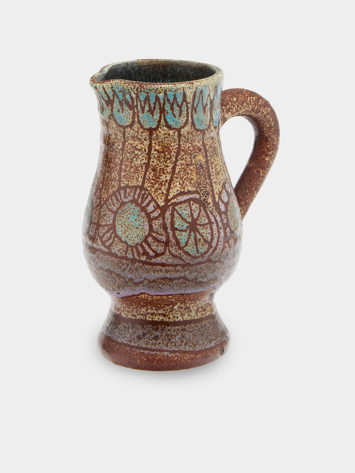 Antique and Vintage - Mid-Century Accolay Ceramic Pitcher - Brown - ABASK