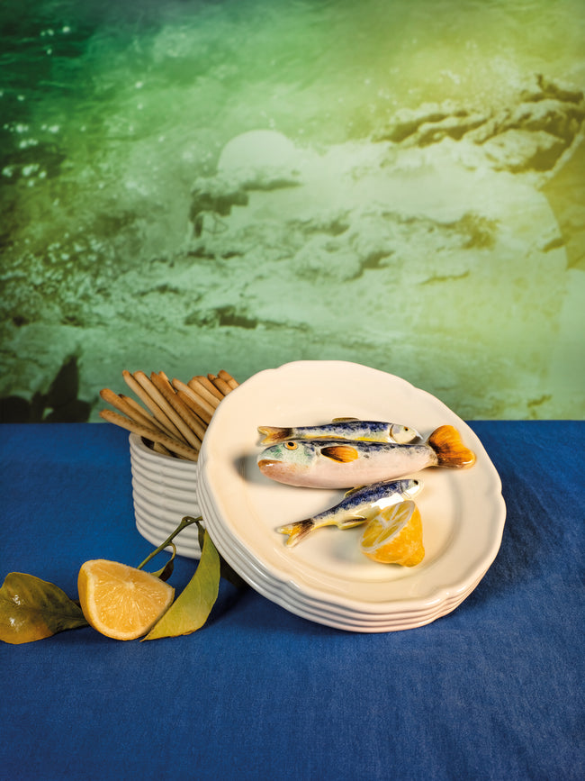 Este Ceramiche - Fish and Lemon Hand-Painted Ceramic Trompe-L'oeil Box -  - ABASK