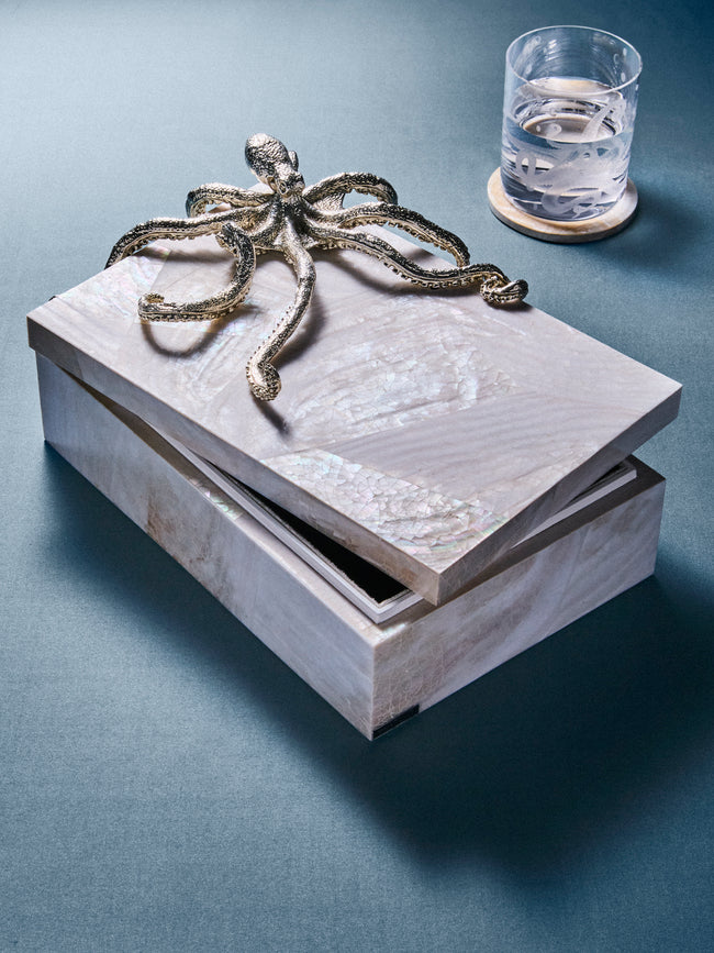 Objet Luxe - Octopus Silver-Plated and Mother-of-Pearl Box - Ivory - ABASK