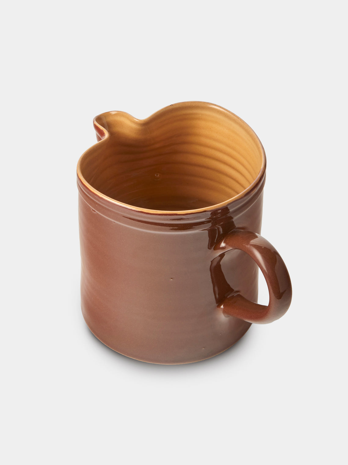 Poterie d’Évires - Cows Hand-Painted Ceramic Straight-Edge Medium Jug - Light Brown - ABASK