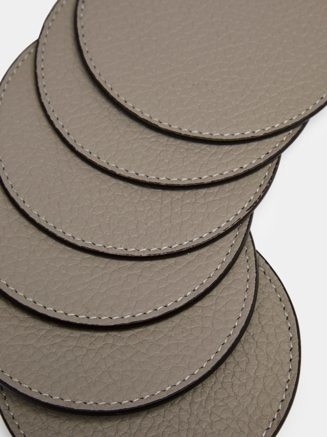 Cassigoli - Leather Coasters (Set of 6) - Gray - ABASK