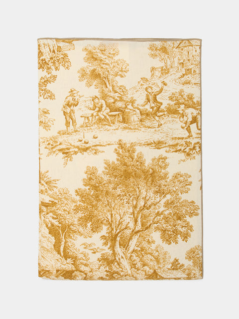 Borgo delle Tovaglie - Toile de Jouy Linen Rectangular Tablecloth - Yellow - ABASK - 