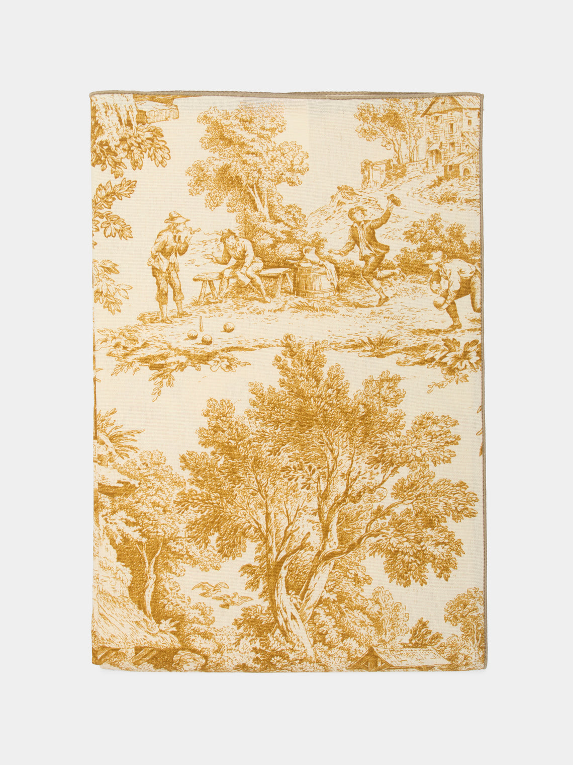 Toile de Jouy Linen Rectangular Tablecloth (165.5in/4.2m)