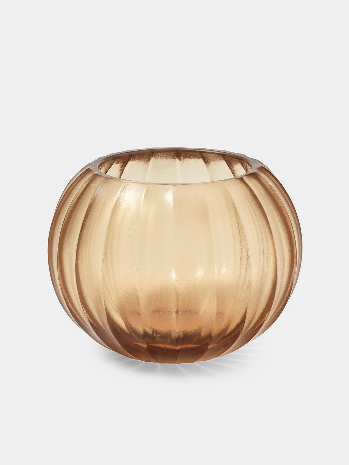 Micheluzzi Glass - Bocia Miele Coste Hand-Blown Murano Glass Vase (4.5in/12cm) - Orange - ABASK - 