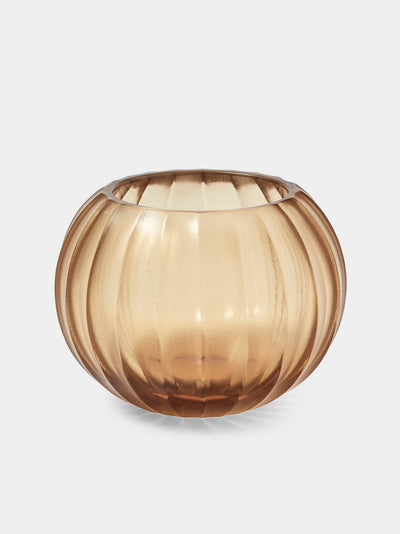 Micheluzzi Glass - Bocia Miele Coste Hand-Blown Murano Glass Vase (4.5in/12cm) - Orange - ABASK - 