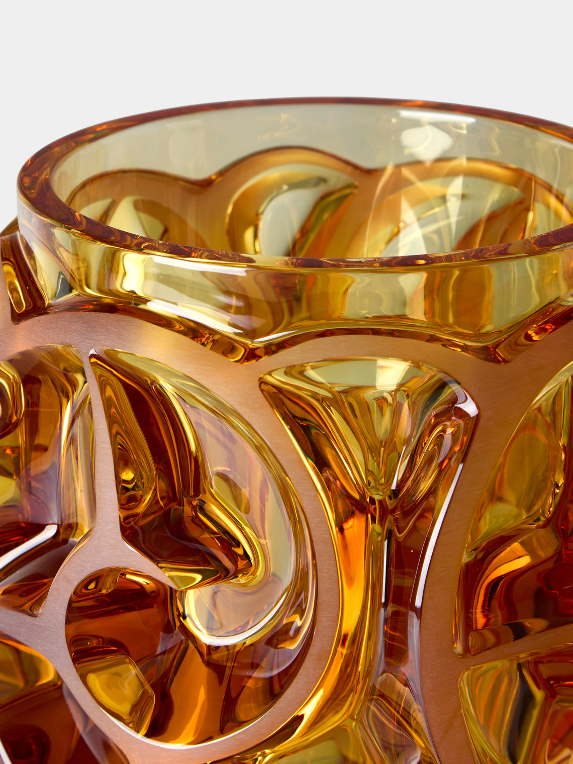 Lalique - Tourbillons Crystal Vase (8in/20.5cm) - Orange - ABASK