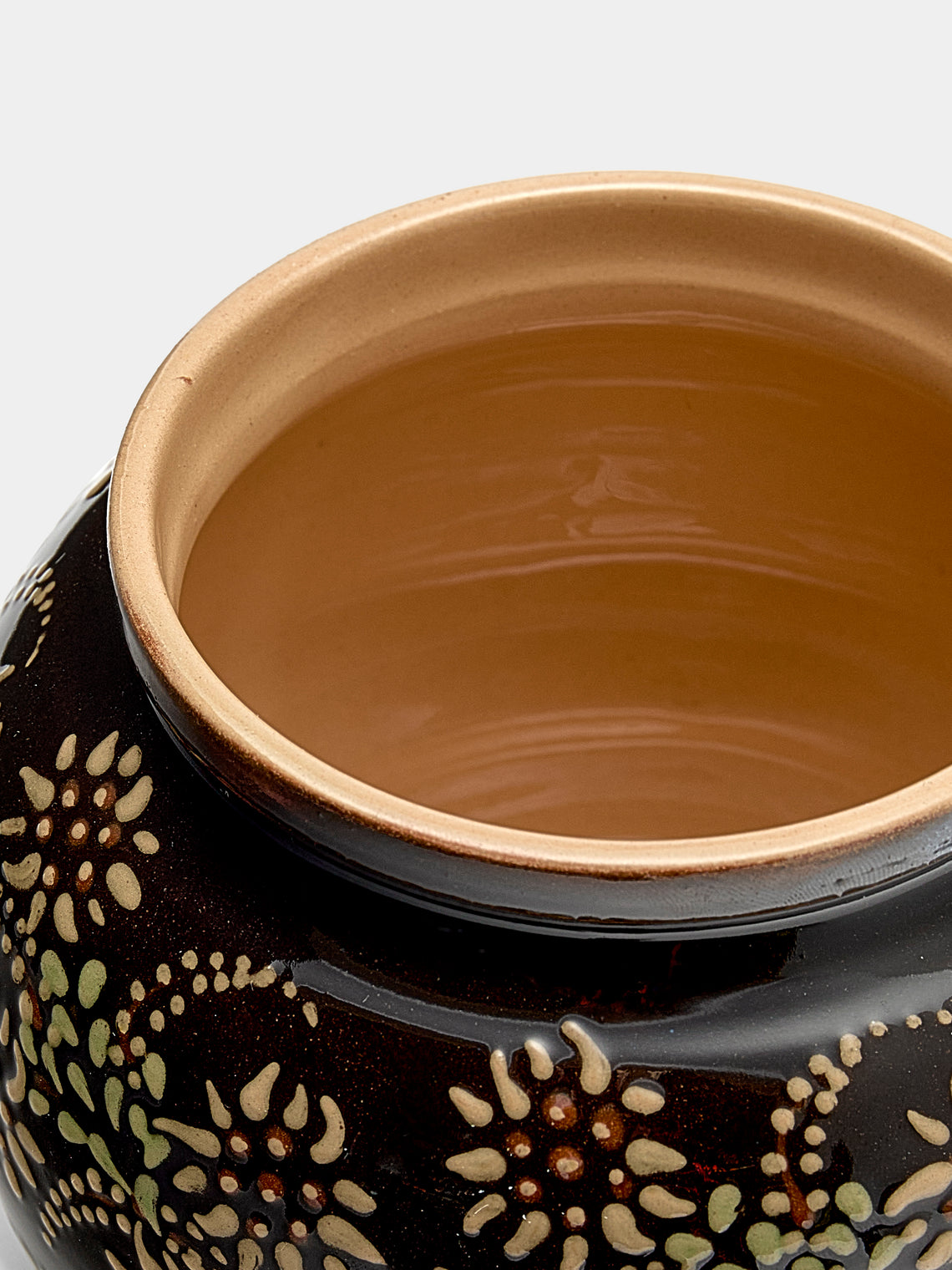 Poterie d’Évires - Flowers Hand-Painted Ceramic Vase - Dark brown - ABASK