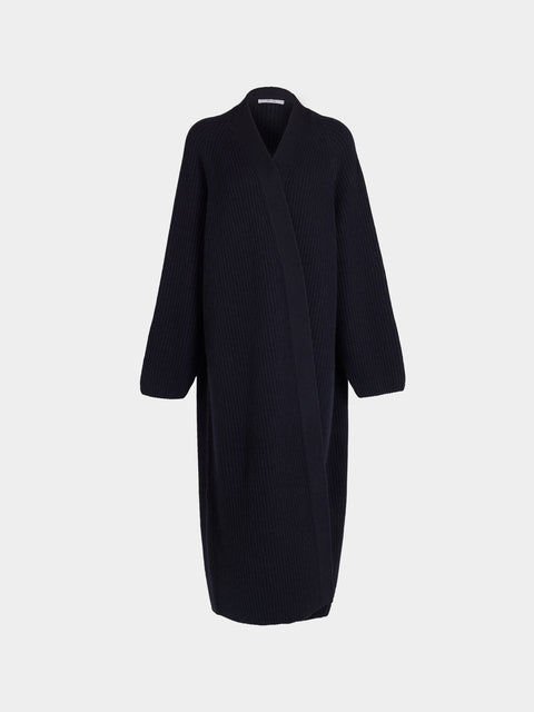 Dusan - Ribbed Wool Long Cardigan | One Size - Navy - ABASK - 