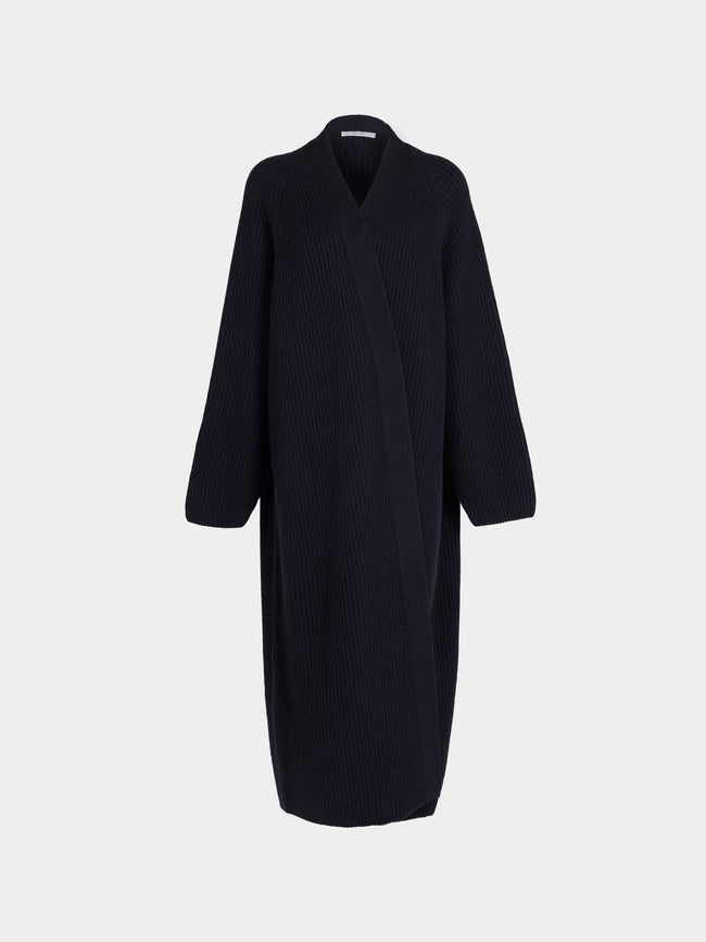Dusan - Ribbed Wool Long Cardigan | One Size - Navy - ABASK - 