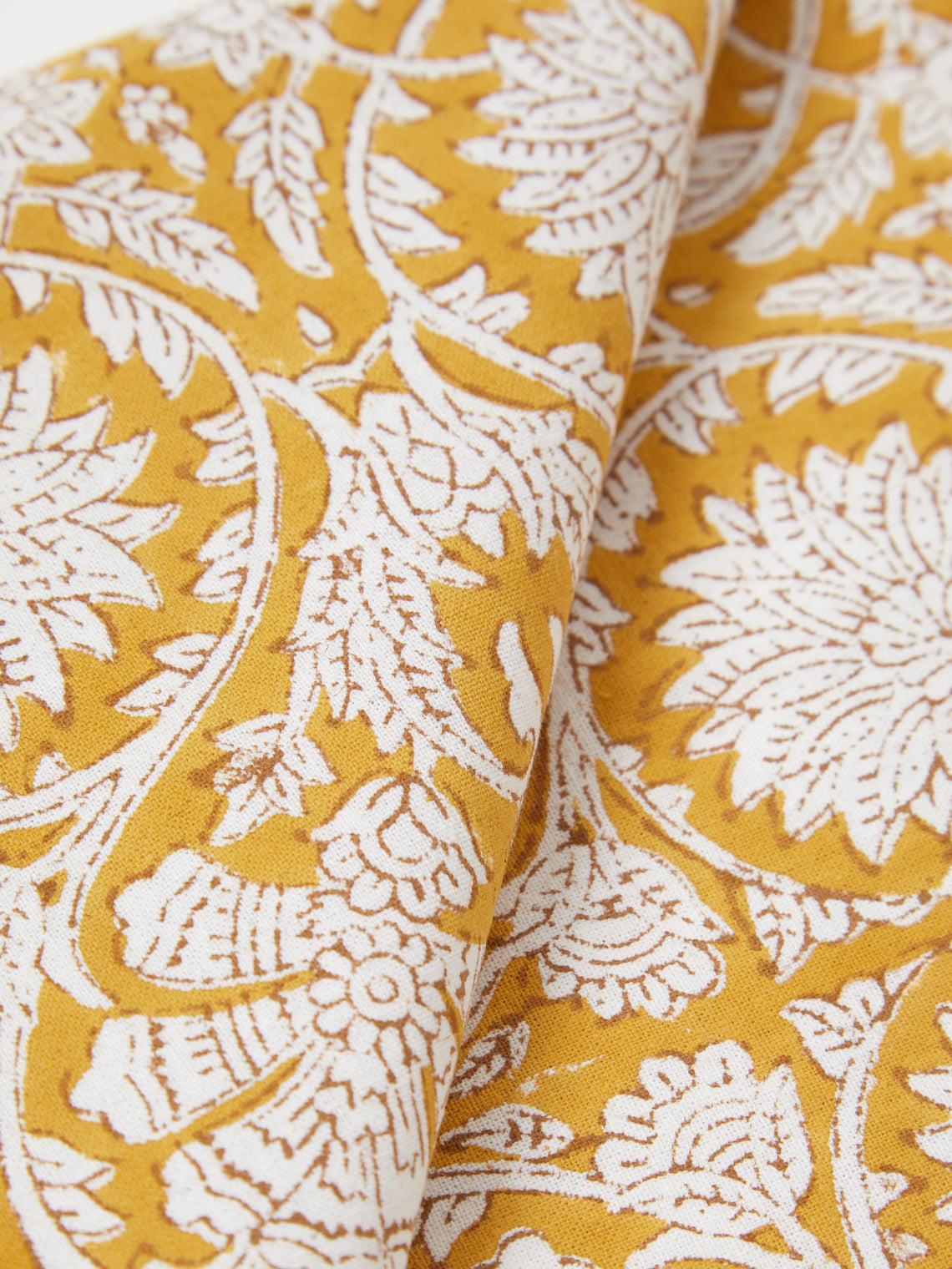 Chamois - | Set of 8 | Paradise Block-Printed Cotton Napkins - Yellow - ABASK