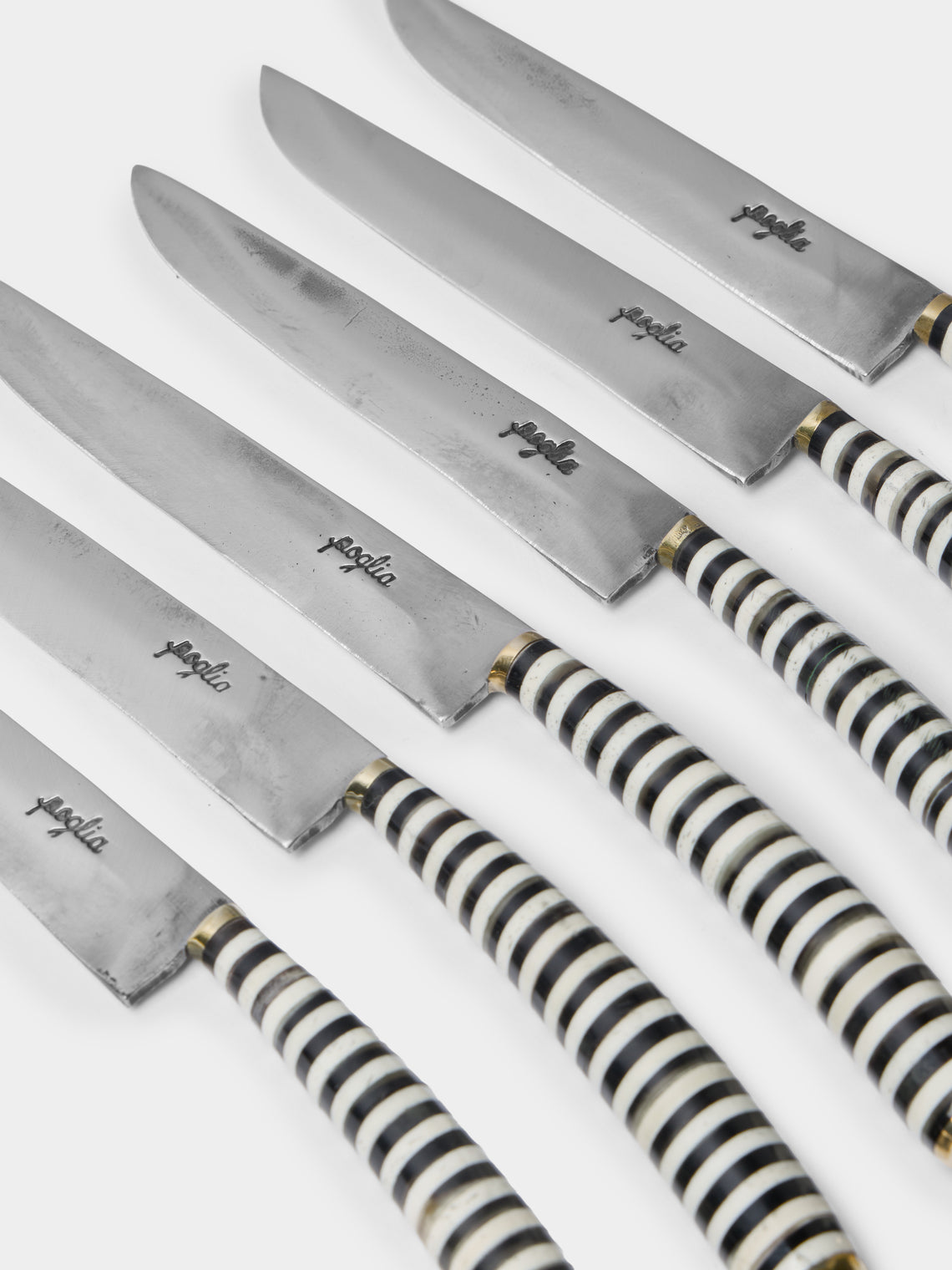 Poglia - | Set of 6 | Tavolo Horn and Bone Knives - Black - ABASK