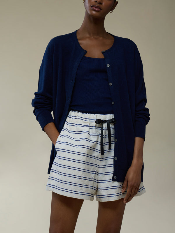 Ryan Roche - Cashmere Lightweight Oversized Cardigan | Size: S - Navy - ABASK