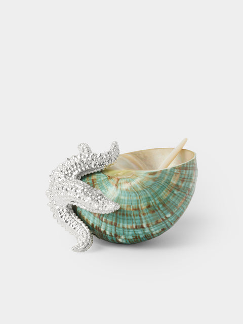 Objet Luxe - Starfish Silver-Plated Salt and Pepper Cellar with Mother-of-Pearl Spoon - Blue - ABASK - 