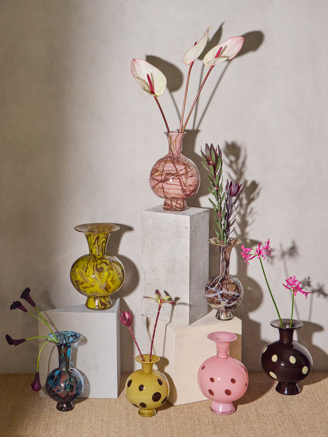 Martyn Thompson Studio - Penny Swirl Hand-Blown Glass Vase (14in/36cm) - Pink - ABASK