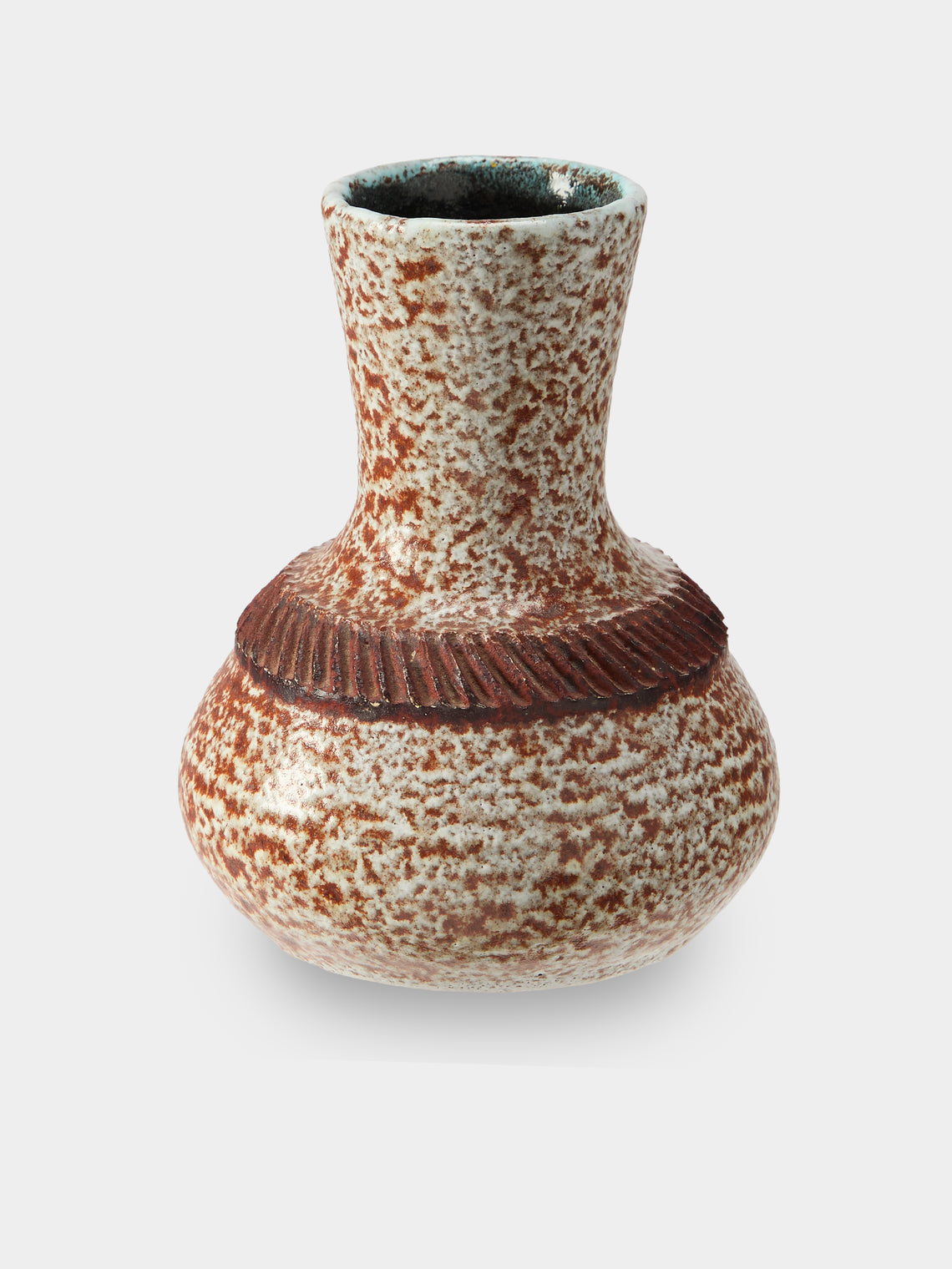 Antique and Vintage - Mid-Century Accolay Ceramic Vase (7in/18cm) - Gray - ABASK - 
