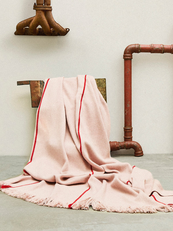 Otherways - 3 Lines Handwoven Yak Throw (79in/2m) - Pink - ABASK