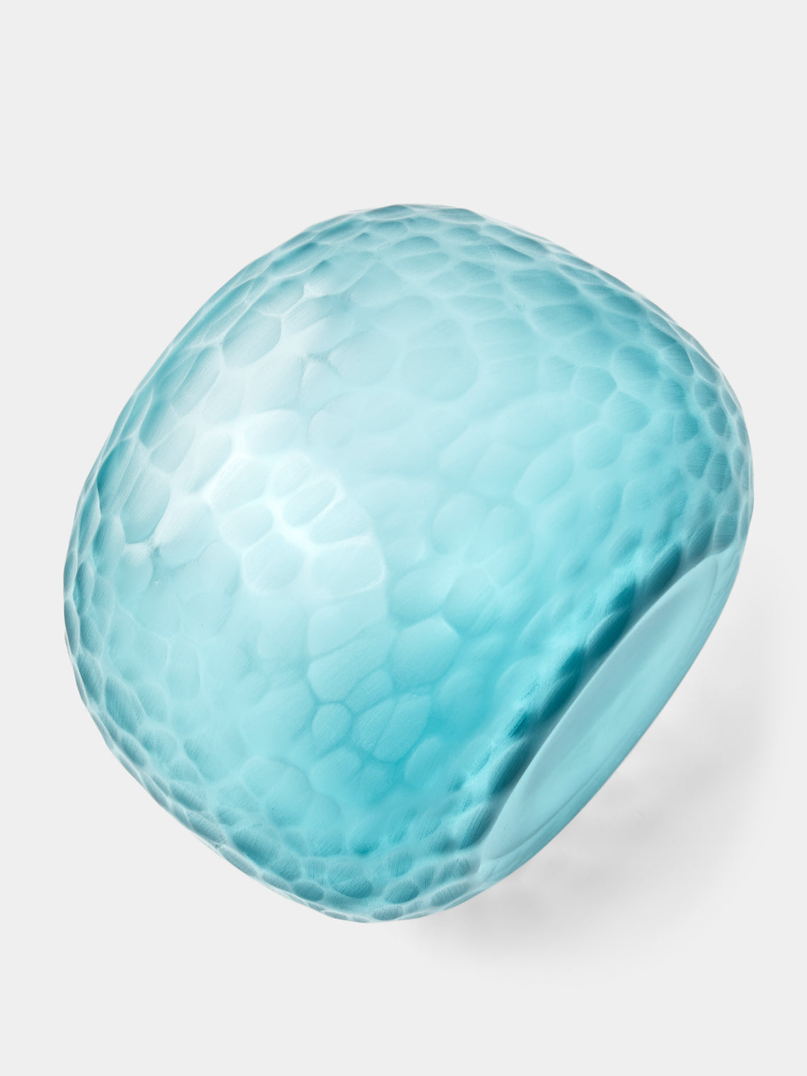 Micheluzzi Glass - Riccio Acqua Diamante Hand-Blown Murano Glass Vase (6in/15cm) - Blue - ABASK