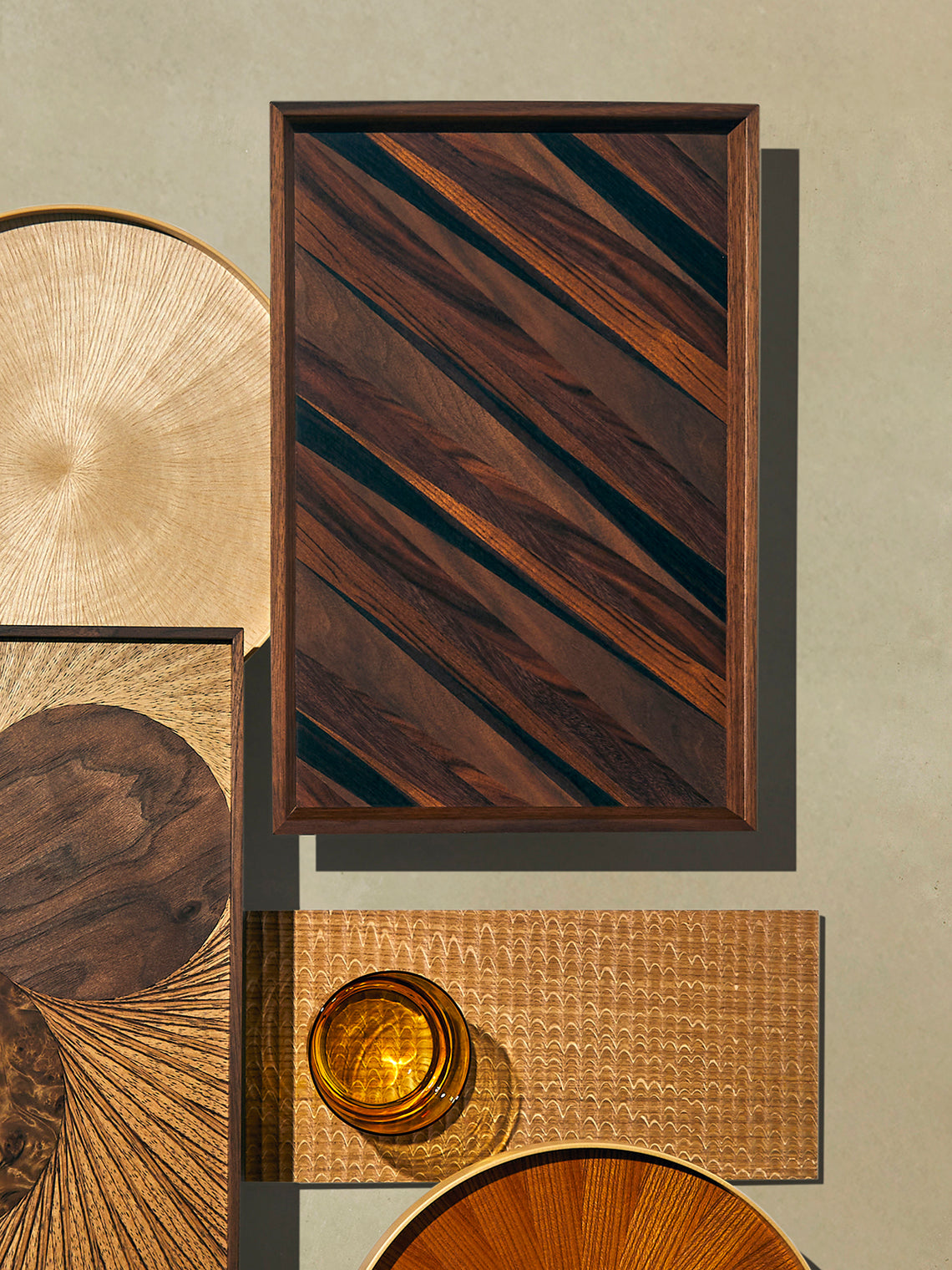 Mori Kougei - Poke Marquetry Wood Tray (15in/38.5cm) - Multiple - ABASK