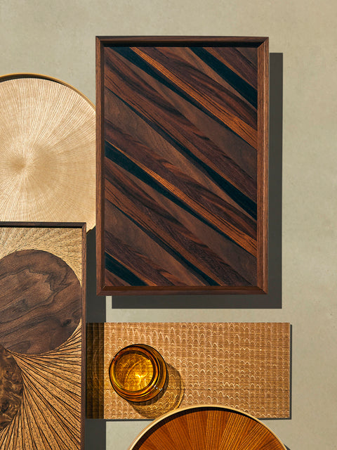 Mori Kougei - Poke Marquetry Wood Tray (15in/38.5cm) - Multiple - ABASK