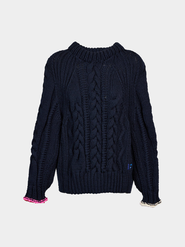 La Fetiche - Marianne Hand-Knitted Wool Sweater | Size: S - Navy - ABASK - 