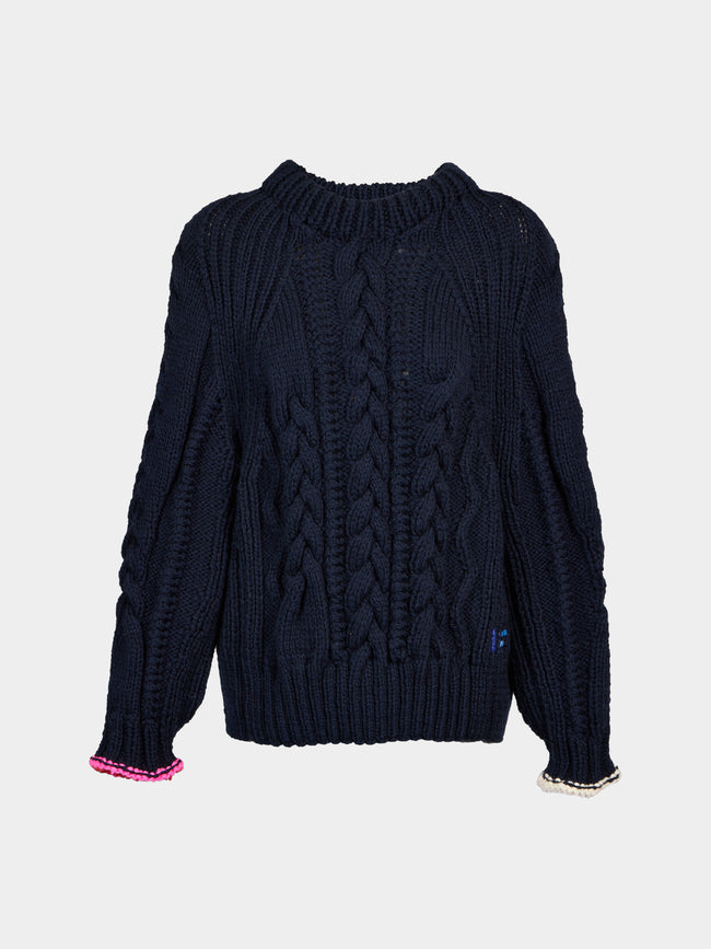 La Fetiche - Marianne Hand-Knitted Wool Sweater | Size: S - Navy - ABASK - 