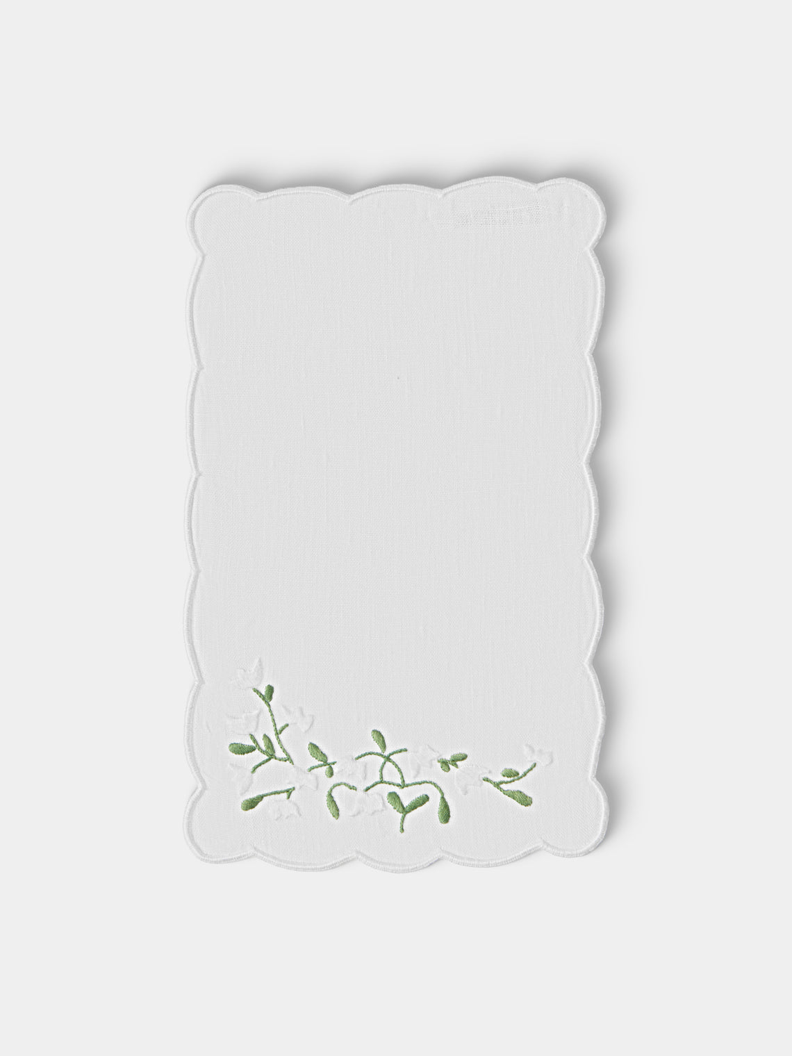 Taf Firenze - | Set of 6 | Ditsy Floral Hand-Embroidered Linen Cocktail Napkins - White - ABASK