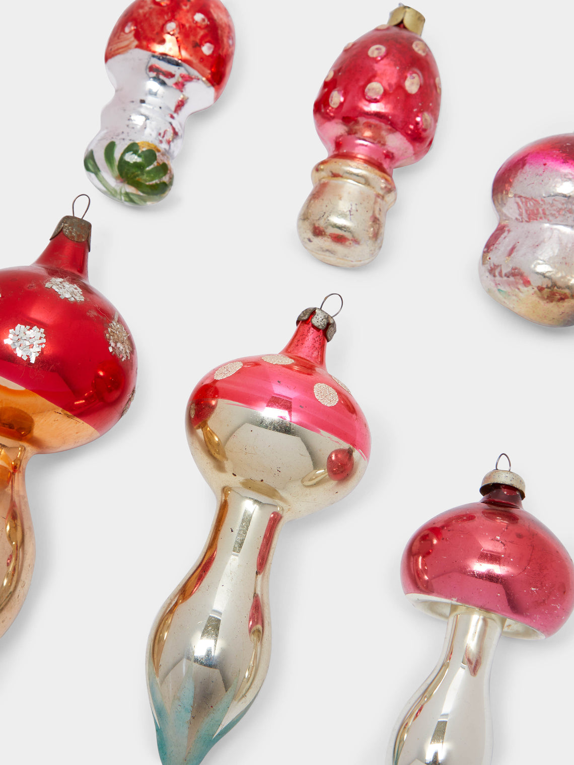 Antique and Vintage - 1950s Mushrooms Glass Large Tree Decorations (Set of 6) -  - ABASK