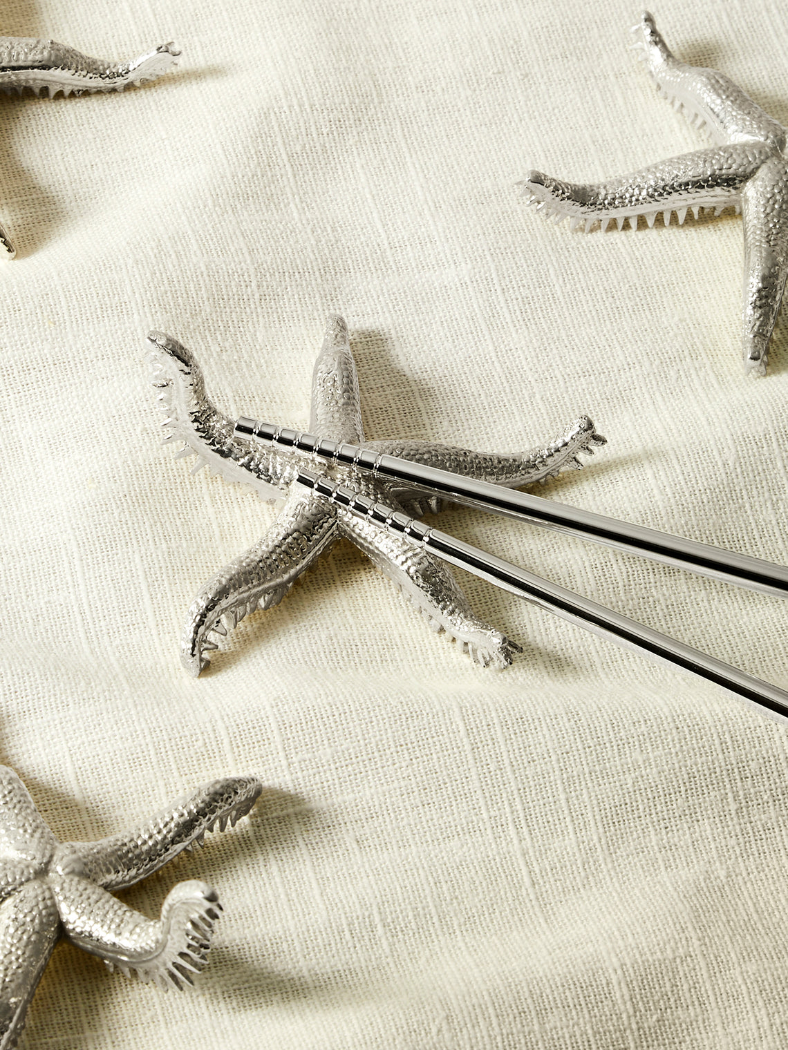 Objet Luxe - Starfish Silver-Plated Chopstick Rests (Set of 4) - Silver - ABASK