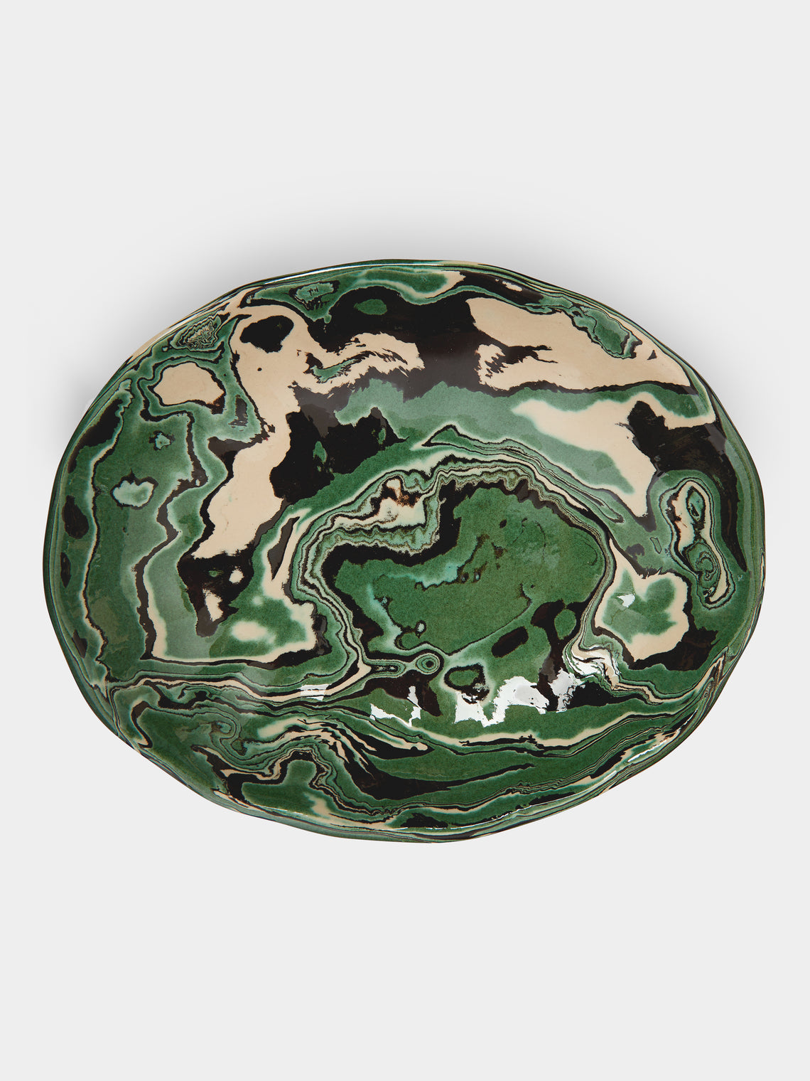 Atelier Saint-André Perrin - Marbled Ceramic Oval Serving Bowl -  - ABASK
