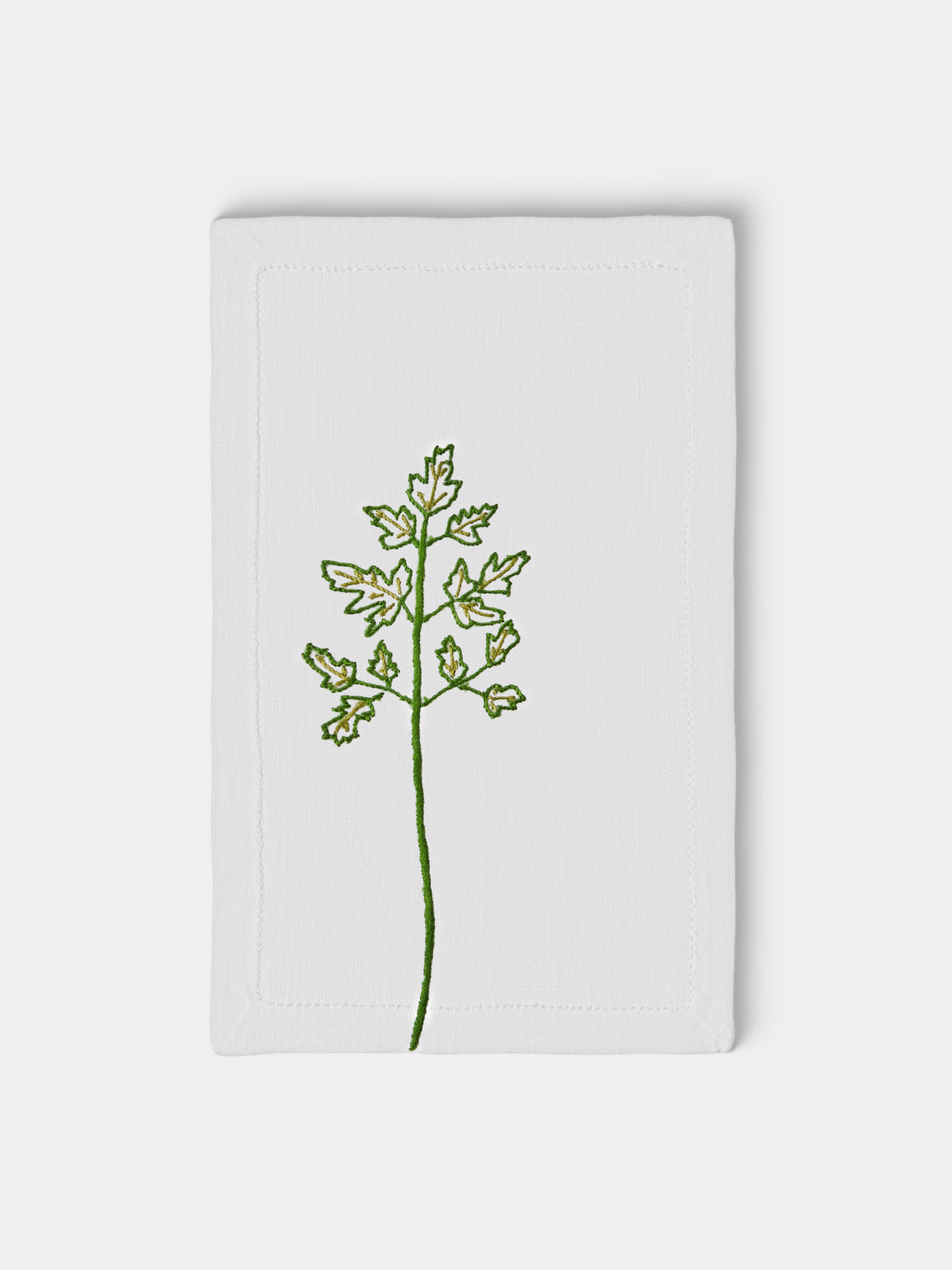 Taf Firenze - | Set of 6 | Fauna Hand-Embroidered Linen Cocktail Napkins - White - ABASK
