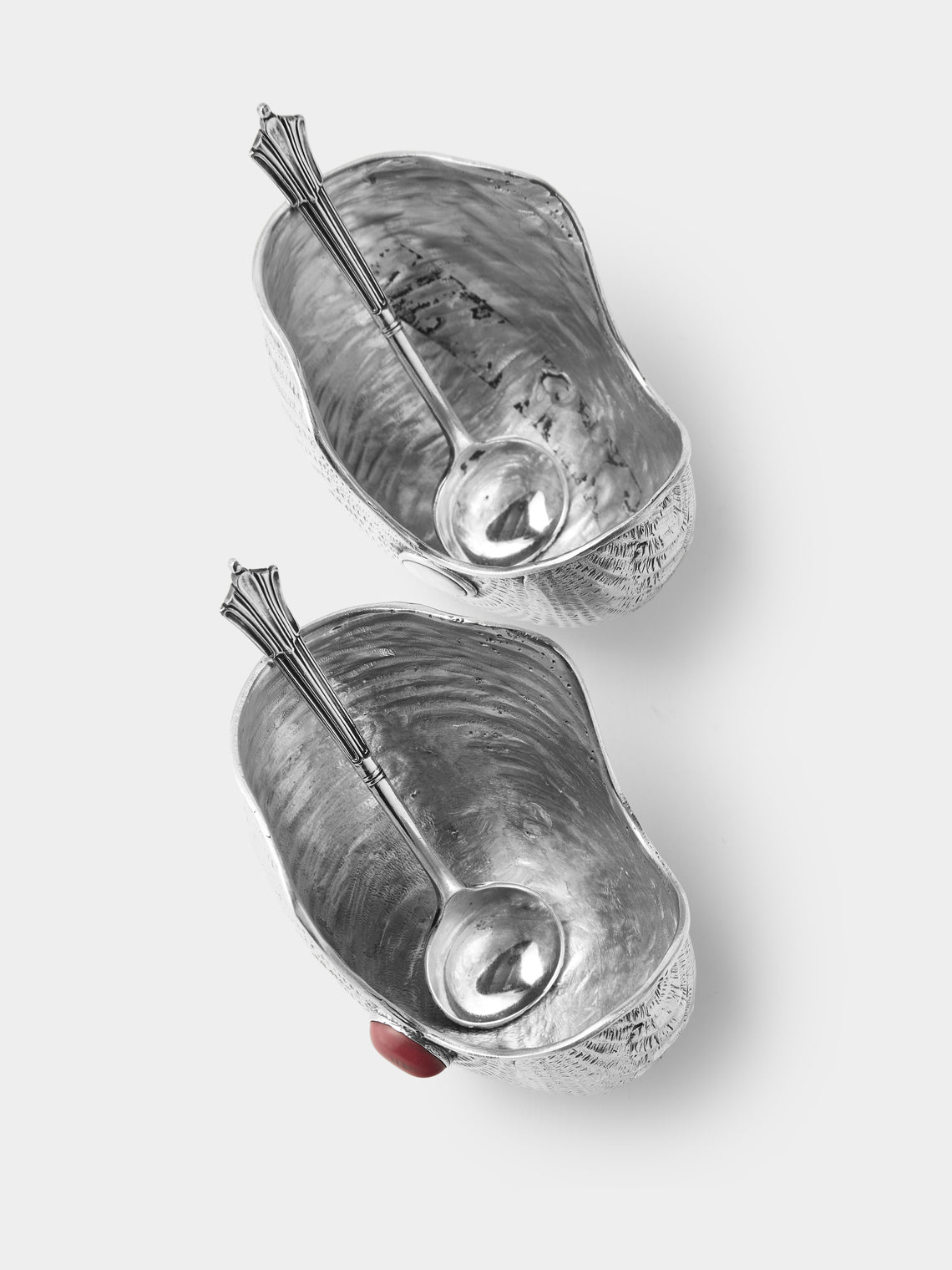 Antique and Vintage - 1970s Silver Shell Salt and Pepper Dishes (Set of 2) - Silver - ABASK