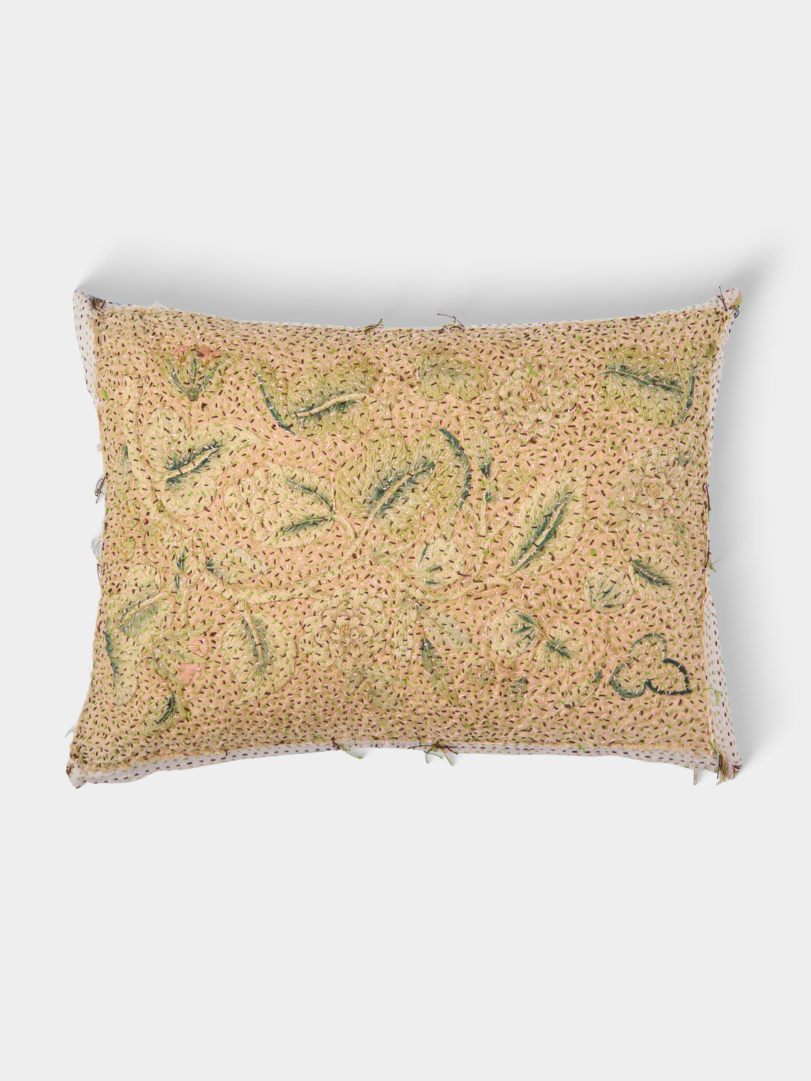 By Walid - 19th-Century Embroidered Cotton Patchwork Cushion (25.5in/65cm) - Multiple - ABASK - 