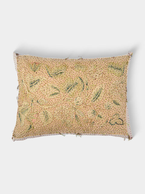 By Walid - 19th-Century Embroidered Cotton Patchwork Cushion (25.5in/65cm) - Multiple - ABASK - 