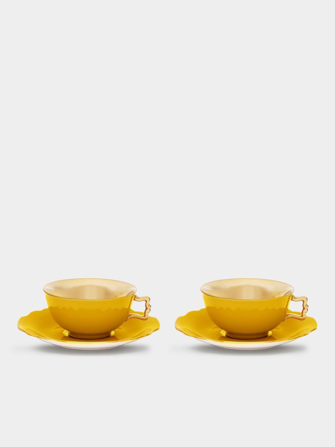 Augarten - Belvedere Hand-Painted Porcelain Teacup and Saucer (Set of 2) - Yellow - ABASK