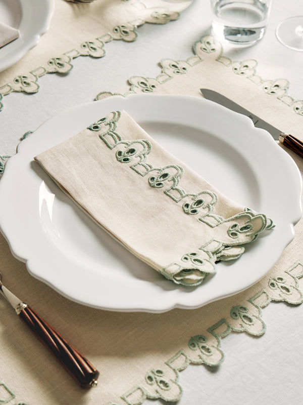 Borgo delle Tovaglie - Amalfi Embroidered Linen Napkins (Set of 4) - Natural - ABASK