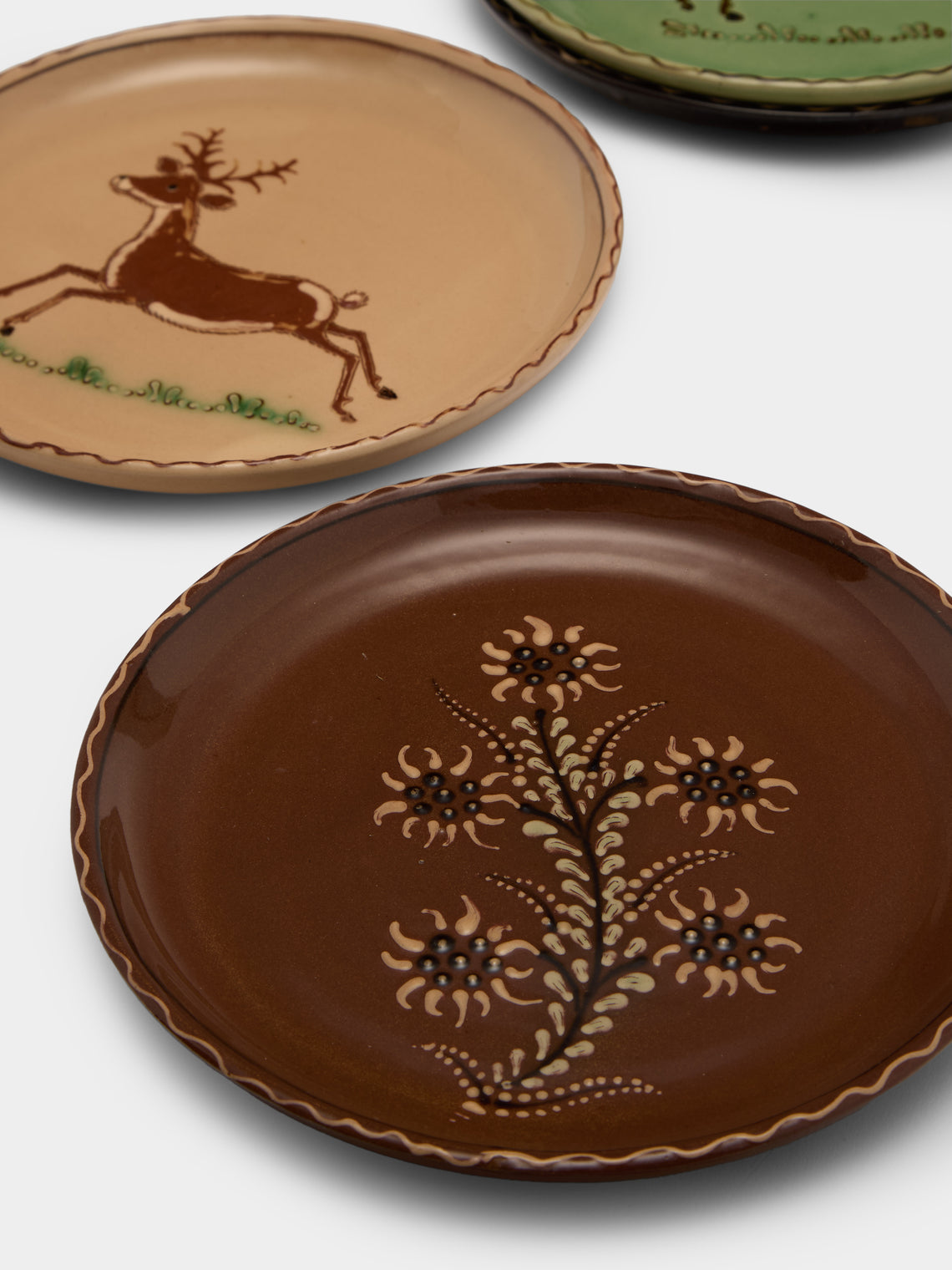 Poterie d’Évires - Flowers and Animals Hand-Painted Ceramic Plates – 8in/20cm (Set of 4) - Multiple - ABASK