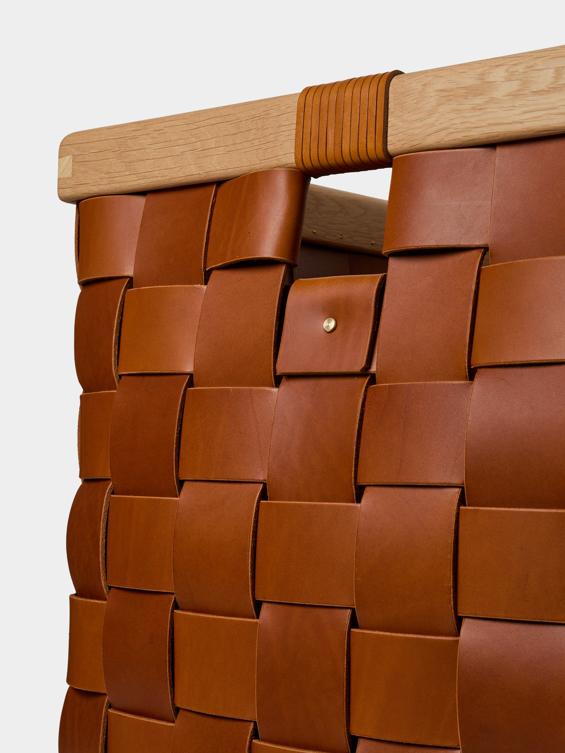 Otzi Studio - Seron Woven Leather Large Basket - Tan - ABASK