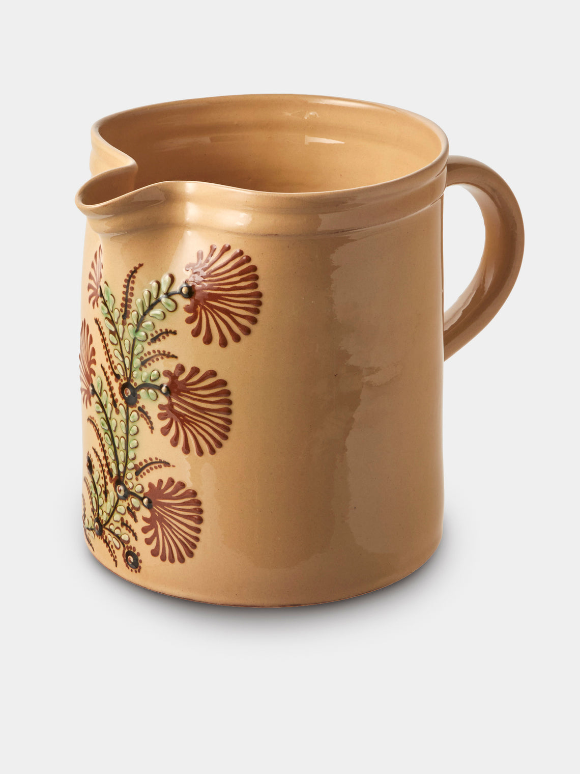 Poterie d’Évires - Flowers Hand-Painted Ceramic Straight-Edge Large Jug - Cream - ABASK - 