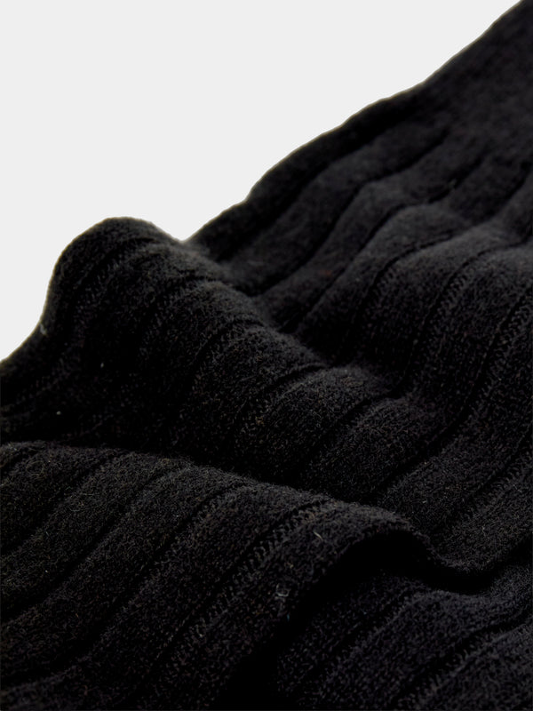 Maria La Rosa - Men's Ribbed Wool-Blend Socks | One Size - Black - ABASK