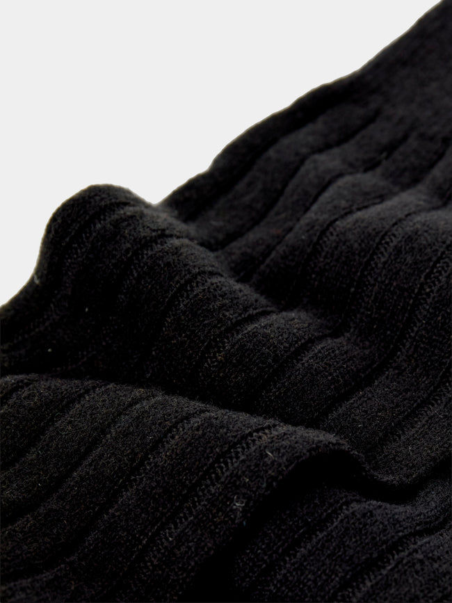 Maria La Rosa - Men's Ribbed Wool-Blend Socks | One Size - Black - ABASK